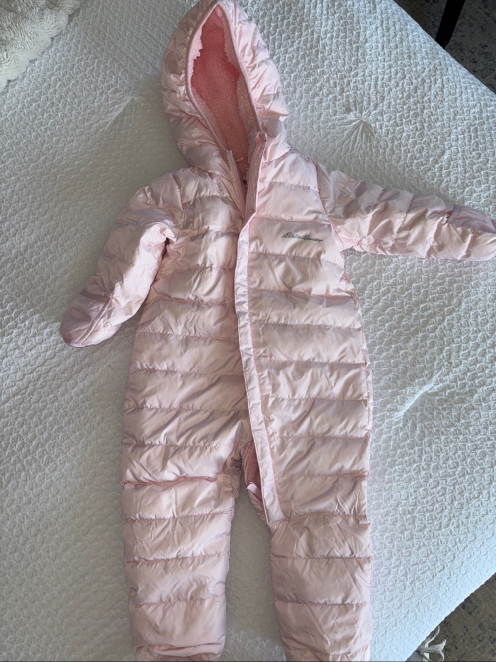 Light Pink Hooded Puffer Toddler Snowsuit